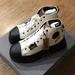 Palladium White and Black High-Top Sneakers